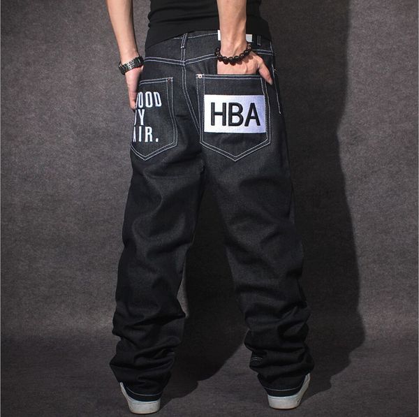 

wholesale-fear of god mens hip hop loose baggy jeans men jogger jeans hba poppin dance pants oversized sweatpants streetwear jeans homme, Blue
