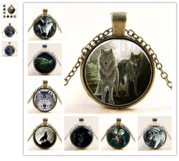 

20pcs/lot mixes time gem wolf graphics gems glass cabochon necklace pendant silver bronze glass cabochon necklaces time gemstone necklaces