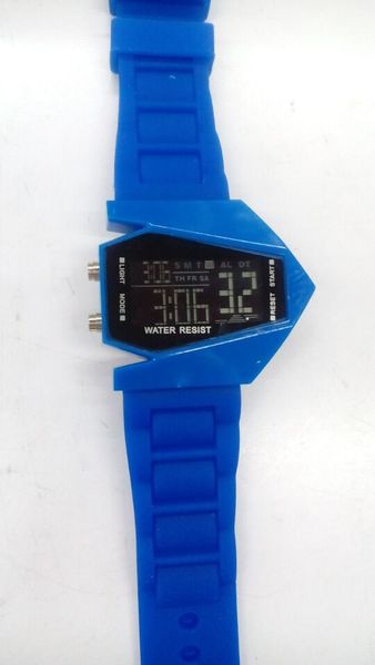 

wholesale 350pcs/lot mix 6colors fighter watches b-2 stealth bomber shape fighter watches sports led aircraft silicone watch lw009, Slivery;brown