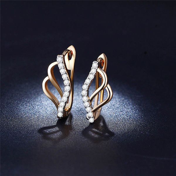

wholesale- shuangr gold color earrings for women girl cubic zirconia hoop earring female bijoux, Golden;silver