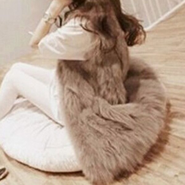 

wholesale-autumn winter faux fur vest colete de pele falso jacket casacos femininos womens coat plus size wwc047, Black