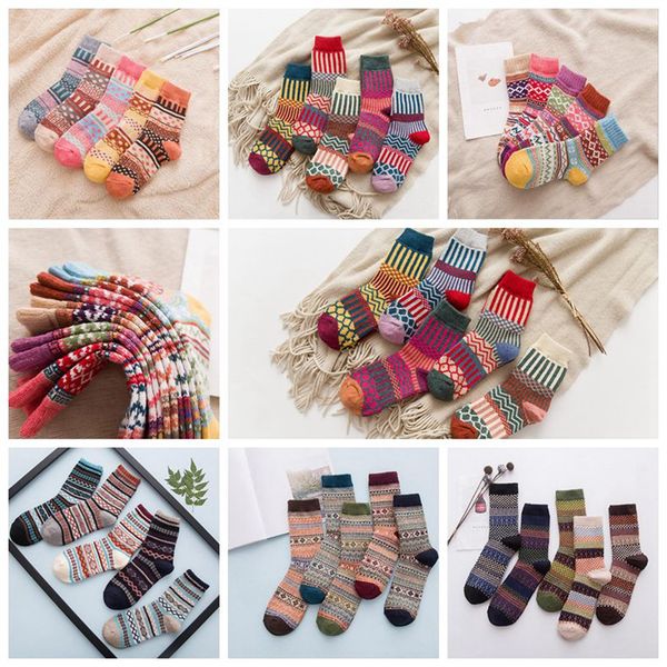 2019 National Wind Wool Socks Men Women Vintage Winter Thicken Socks