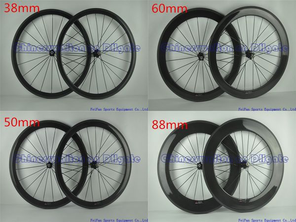 

Full carbon road bike wheel wheel et without decal ticker full black 3k ud glo y matte fini h 38 50 60 88 mm original brand available