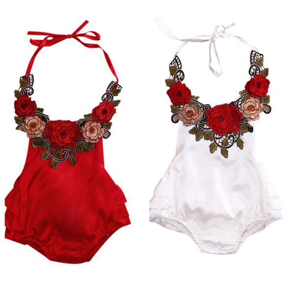 Roupas de Bebê de verão Recém-nascido Infantil Crianças Roupas de Bebê Meninas Roupas Bordar Backless Flor Romper Macacão Sunsuit Bodysuit Outfits