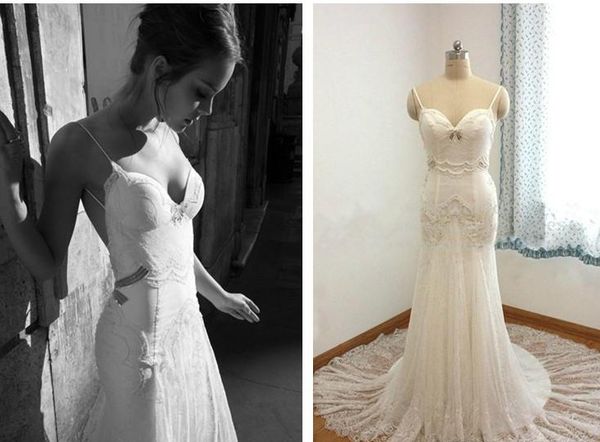 

2019 wedding dresses bridal inbal dror real image lace appliques beaded pleats straps sweep train backless mermaid trumpet wedding gowns, White