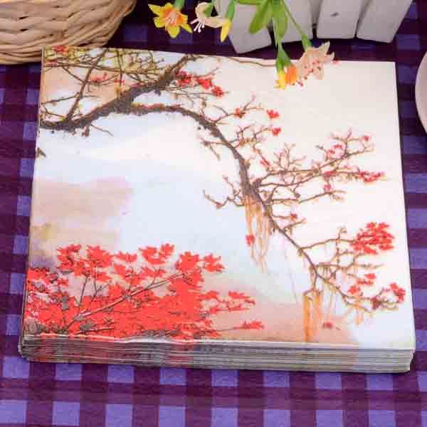 

Plum Flower Wedding Paper Placemats 100% Virgin Pulp Wood Color Disposable Napkin Tissue 2 Layers SD917