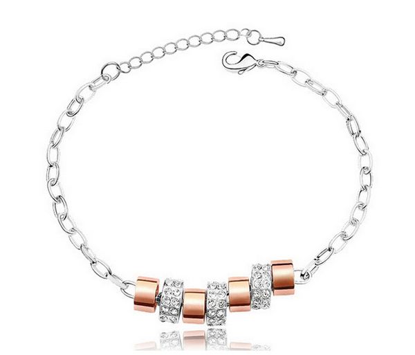 

full rhinestone 9 rings charm bracelets jewelry fashion austria crystal alloy bracelets for women jewelry 4068, Golden;silver