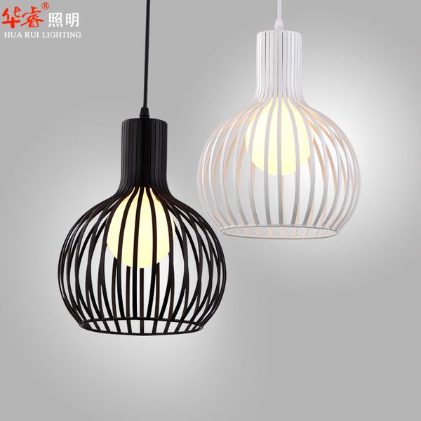 Single Head White And Black Wrought Iron Bird Cage Lamp Modern Single Head White And Black Wrought Iron Bird Cage Lamp Modern Art Birdcage Pendant