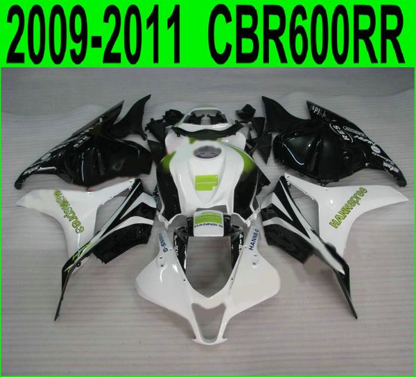 Stampaggio ad iniezione Personalizza kit carenatura per carene Honda CBR600RR 2009 2010 2011 bianco nero HANNspree motobike CBR 600 RR 09 10 11 YR11