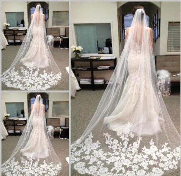 

bridal accessories 2015 blanco marfil hermosa catedral longitud del borde del cordÃ³n wedding el velo nupcial peine, Black