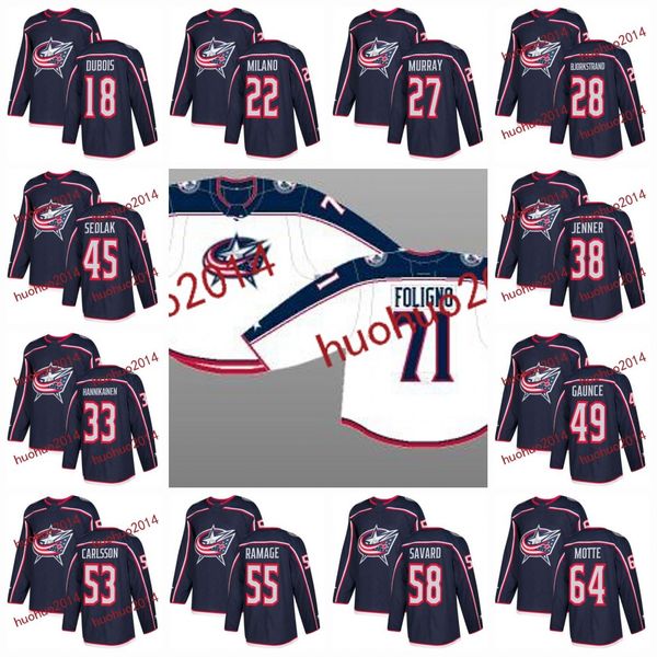 

Youth 100th 2017-2018 Columbus Blue Jackets Oliver Bjorkstrand Markus Hannikainen Josh Anderson Boone Jenner Sedlak Murray Hockey Jerseys