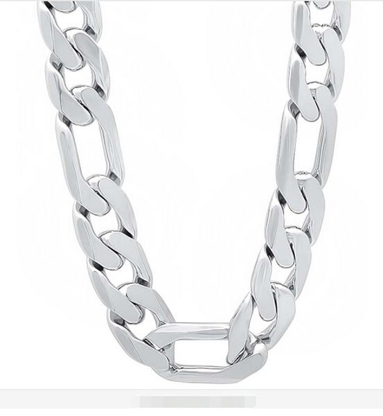 

Горячие продажи стерлингового серебра 925 12 мм мужчин Фигаро цепи ожерелье длина:20
