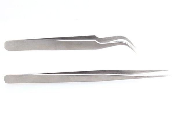 

wholesale-5a silver tweezers straight/curve nail rhinestone nippers eyelash extension tools for salon eye make up beauty products supply