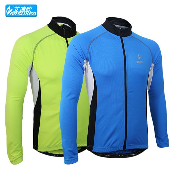 

arsuxeo men sports cycling jersey bike bicycle running long sleeves mtb jersey mountain bike clothing shirts wear, Black