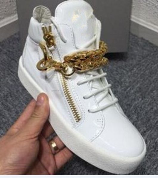 

plus sizes 35-47 Men & Women Black Genuine Leather High Top trainers fashion casual Shoes, Luxury Brand Comfortable Lace-up Double zipper