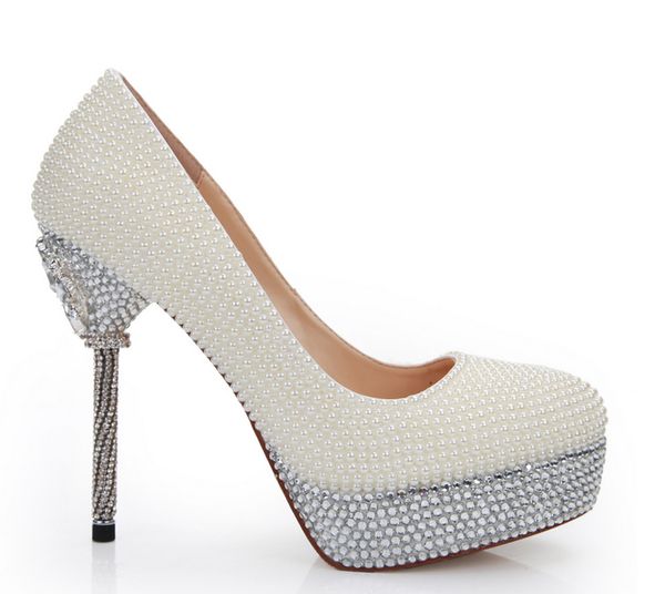 12 cm tacchi avorio perla scarpe da damigella d'onore scarpe da sposa tacco alto tacco a spillo tacco a spillo festa di nozze pompe spedizione gratuita