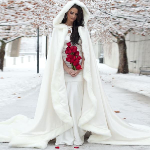 

Элегантный дешевые 2016 теплый свадебный Мыс слоновой кости белый зима шуба женщин