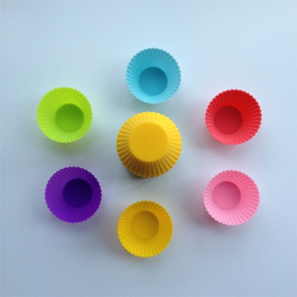 

wholesale-10pcs/lot diy kitchen cake tool bakeware muffin cups silica gel baking mould diameter 7cm small cake form muffin cup