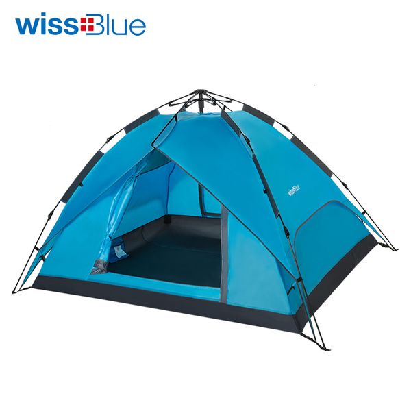 

wholesale- wissblue automatic tent fiberglass ultralight 3-4 person double layers waterproof camping hiking fishing tent 4 season