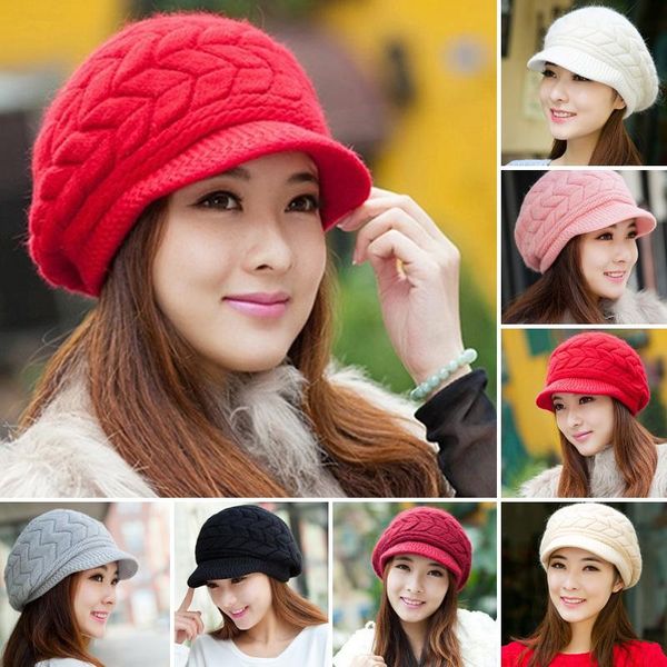 

wholesale-fashion womens lady braided winter warm knitted crochet slouch baggy ski hat cap mv9l, Blue;gray
