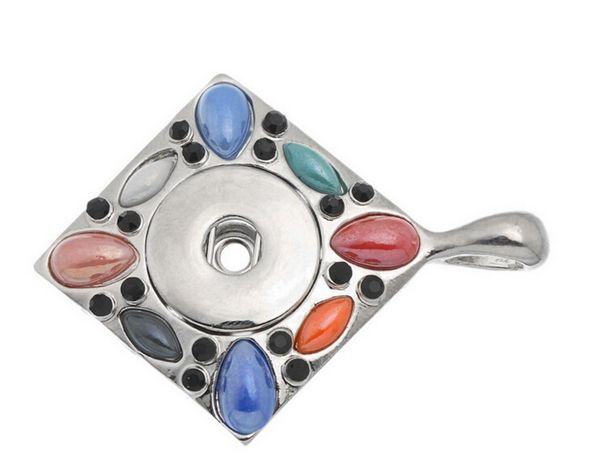 

k80033 noosa style pendant imitation rhodium plated black rhinestone drill elliptic acrylic patch metal pendant 56x43mm drop shipping, Bronze;silver