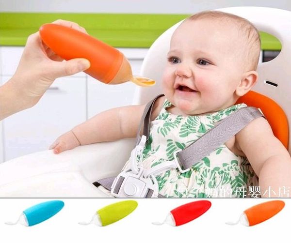 Boon Brand Squeeze Silicone Baby Spoon Bottle Baby Spoons Feeder
