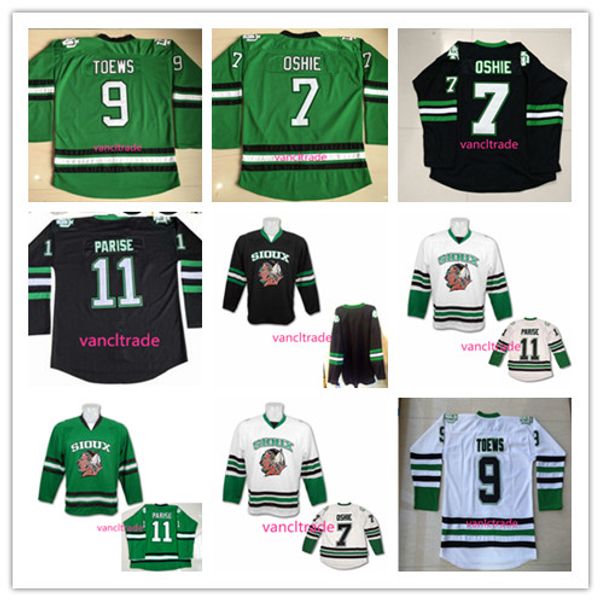 

северная дакота университет сиукс хоккей трикотажные изделия 7 tj оши 9 джонатан тоуус 11 зак паризи борьба с сиу dakota пустой колледж хокк, Black;red