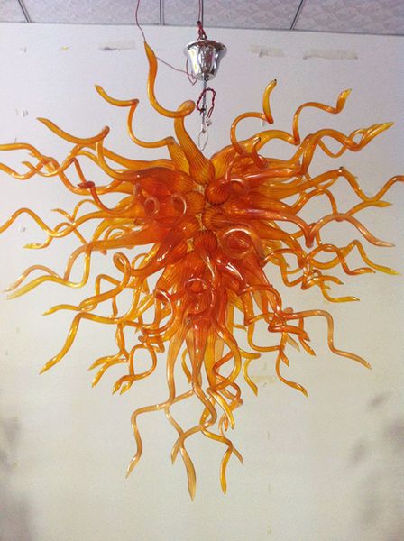 

pendant lamps 100% mouth blown borosilicate murano chandelier pendant-light art glossy amber colored glass chandeliers