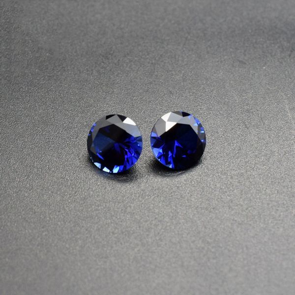 

big sizes synthetic sapphire color blue corundum loose stones round 7-12mm lab created cubic gems cz for jewelry making 200pcs/lot, Black