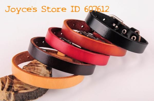 Atacado-Lote 5 PCS G458 atacado das Mulheres Dos Homens Simplesmente Legal Simples Envoltório Único Pulseira De Couro Genuíno Pulseira Manguito Moda Jewrly