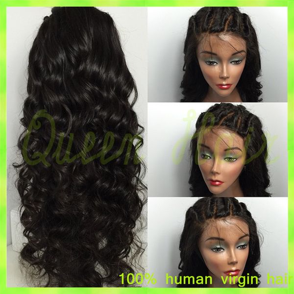 

virgin brazilian deep curly glueless front lace wig & full lace human hair wigs for black women, Black;brown