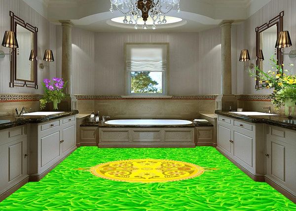 

3d pvc flooring waterproof hd fresh grassy european pattern floor wallpaper for kids room