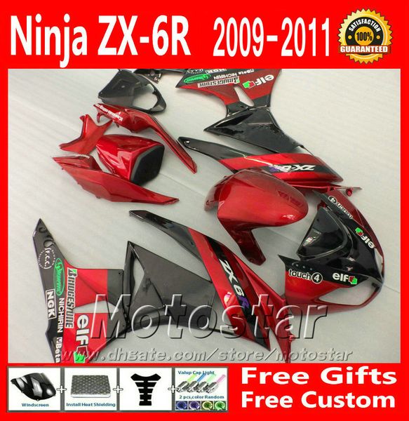 

Free shipping fairing kit for Kawasaki ZX6R 09 10 11 12 ZX-6R 2009 - 2012 ZX636 red black motorcycle fairings set XC50