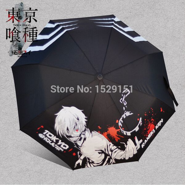 

wholesale-new 2015 tokyo ghoul tg kaneki ken kk anime cute print umbrella three folding tiny light toles whole lyrics patio women men