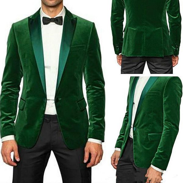 Nuovo design Green Velvet Smoking dello sposo Abiti da sposa per uomo Bestmans Tuxedo 2 pezzi Set (Jakcet + Pantaloni)