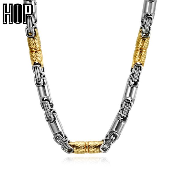 

hip hop two tone золотой цвет titanium из нержавеющей стали 55см 6mm тяжелое link византийские цепи ожерелья для мужчин ювелирные изделия, Silver