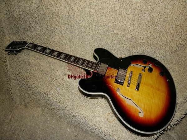 Neueste Vintage Sunburst Jazz-Gitarre im Großhandel, einteiliger Hals, kostenloser Versand