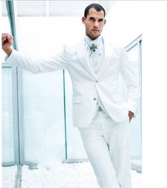 

сшитое на заказ 2016 смокинг для жениха белый пике отворот лучший мужской костюм / жених / свадьба / выпускной / ужин костюмы (куртка + брюк, Black;gray