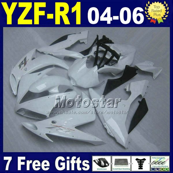 Yamaha YZF R1 2004 2005 2006 için kaporta kiti tüm beyaz Enjeksiyon kalıbı kaporta kiti parçaları 04 05 06 r1 gövde kitleri R14D