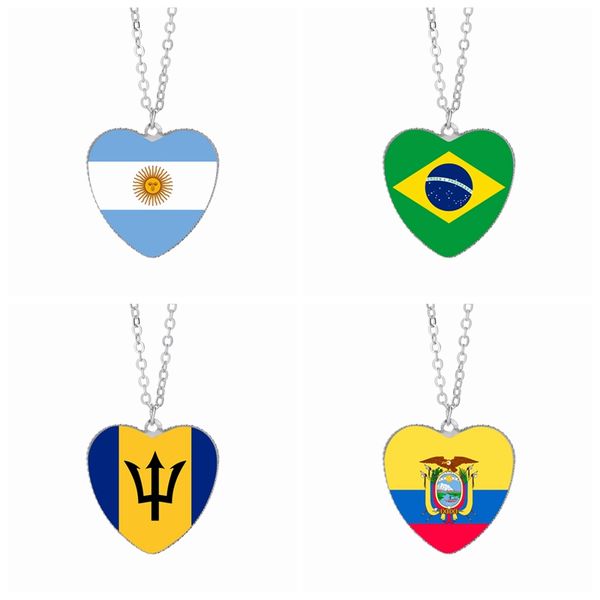 

Бразилия флаг кулон ожерелья 25 мм сердце стекло кабошон Аргентина Барбадос Эквад