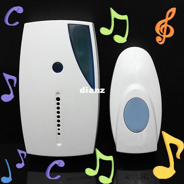 

white portable mini led 32 tune songs musical music sound voice wireless chime door room gate bell doorbell + remote control