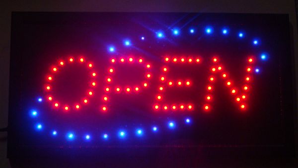 Led Open Sign неоновый свет, 10 * 19-дюймовый внутренний пластиковый дисплей рама ПВХ, бесплатная доставка