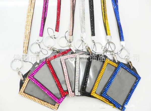 

bling lanyard crystal rhinestone in neck with claw clasp id badge holder with job card