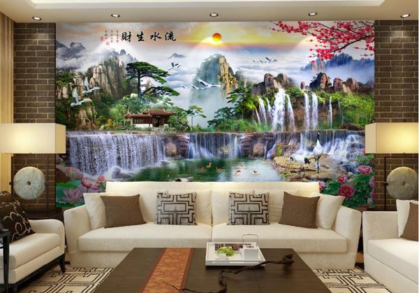 

customwall mura for living room for walls for living room waterfall landscape 3d mural wallpaper-roll-size