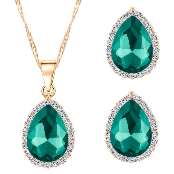 

Bridesmaid Jewelry Set Women Crystal Earring&necklace Jewelry Set!Elegant Angel's Tear Crystal Pendant Necklace Party Jewelry Set