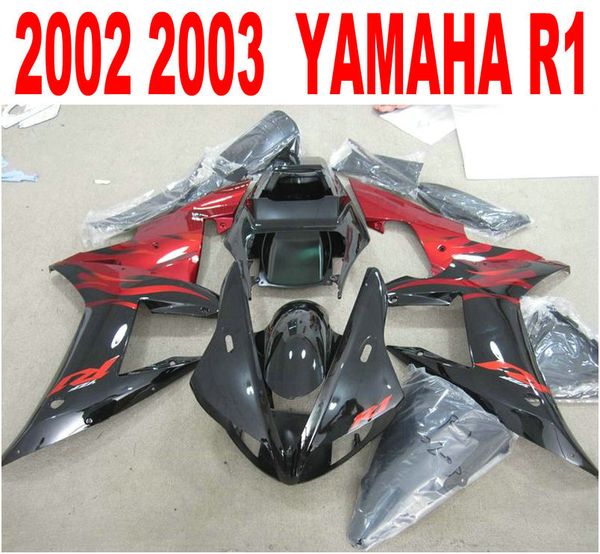 

7 gifts + abs fairing kit for yamaha injection mold yzf-r1 2002 2003 red black fairings set yzf r1 02 03 xq6