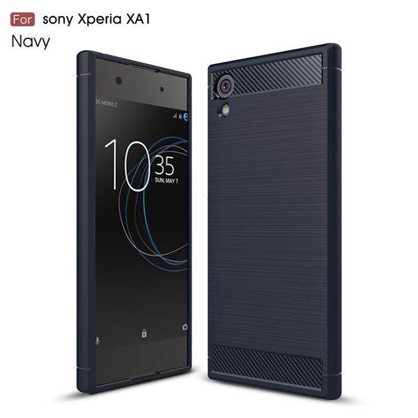 

For ony xperia xa1 plu xa1 ultra xa1 ultra phone ca e carbon fiber bru hed texture environmental lim hybrid uper rugged armor cau