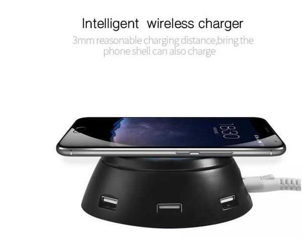 

For Iphone 8 X 6-Port USB QI Wireless Charger for iPhone 8 X Samsung Galaxy S6 S7 S8 Plus LED Light 5V/3.1A Fast Charging Pad