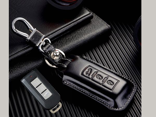 

Натуральная кожа брелок Крышка для Mitsubishi Outlander ASX RVR Mirage Montero Sport Smart Remote Key Case держат