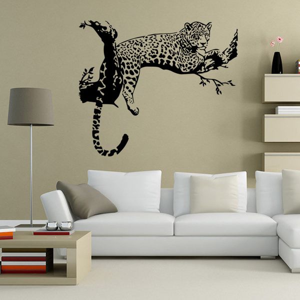 48 80cm Black White Tiger On The Tree Wall Stickers For Kids Rooms Decorative Adesivo De Parede Pvc Wall Decals New Arrival 2016 Decal Tree Wall Art